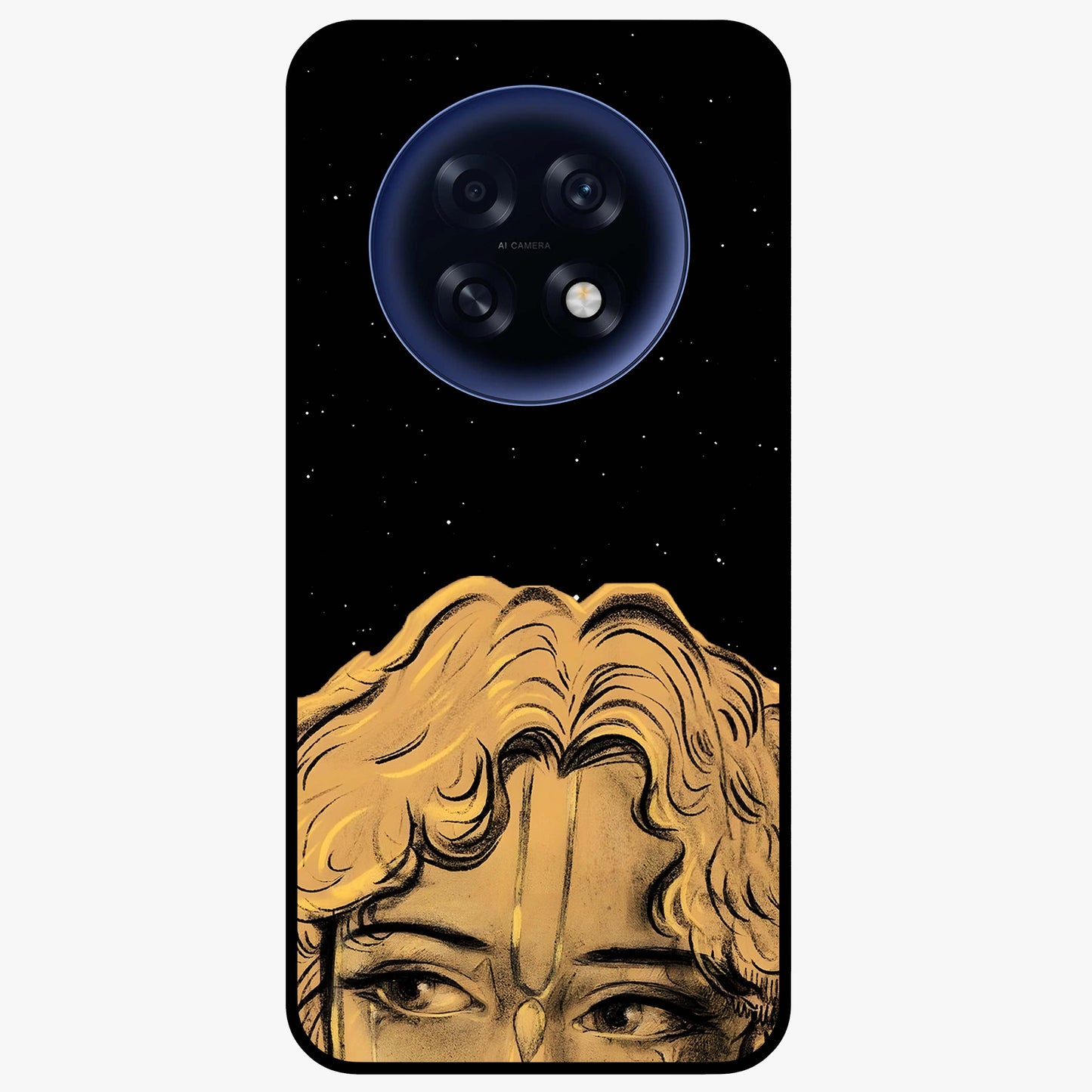 Shri Krishna Art Glass Case showing flat back view with devotional Krishna artwork and glossy glass finish.