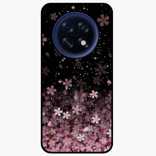 Small Starry Flowers Glass Case showing flat back view with delicate starry floral artwork and glossy glass finish.
