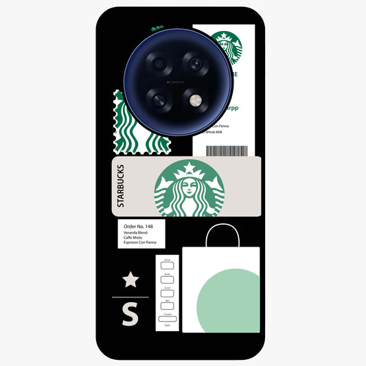 Starbucks Mocha Glass Case showing flat back view with coffee inspired artwork and glossy glass finish.