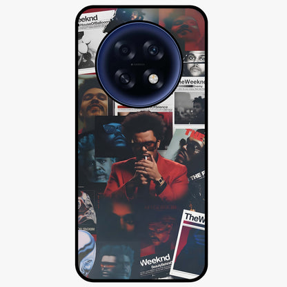 The Weeknd Glass Case showing flat back view with music inspired artistic portrait artwork and glossy glass finish.