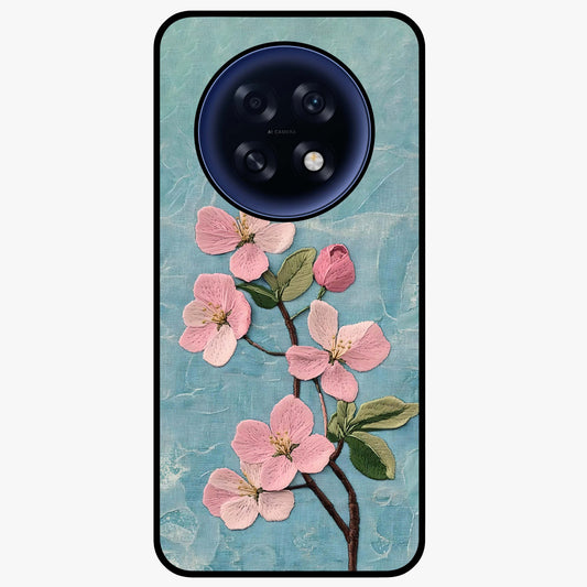 Threaded Blossom Breeze Glass Case showing flat back view with delicate blossom artwork and glossy glass finish.