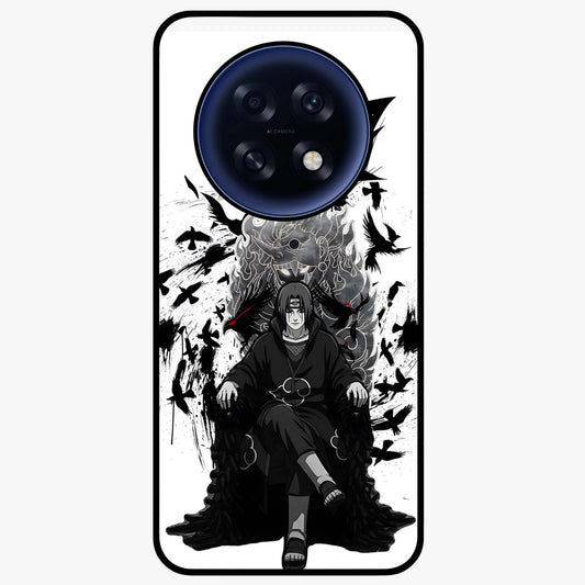 Uchiha Shadow Throne Glass Case showing flat back view with cosmic underwater themed artwork and glossy glass finish.