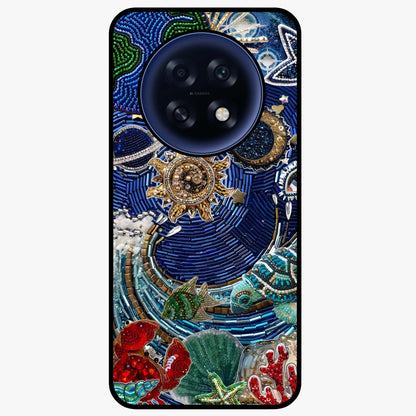 Universe Underwater Spark Glass Case showing flat back view with cosmic underwater themed artwork and glossy glass finish.