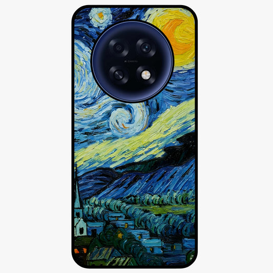 Van Gogh Art Glass Case showing flat back view with classic painterly artwork inspired by Van Gogh style and glossy glass finish.