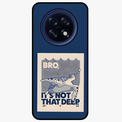 Worry Less Swim Glass Case showing flat back view with playful motivational artwork and glossy glass finish.