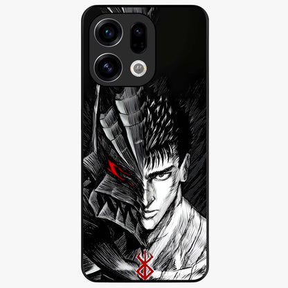 Berserker Blood Oath Glass Case showing flat back view with fierce warrior inspired artwork and glossy glass finish.