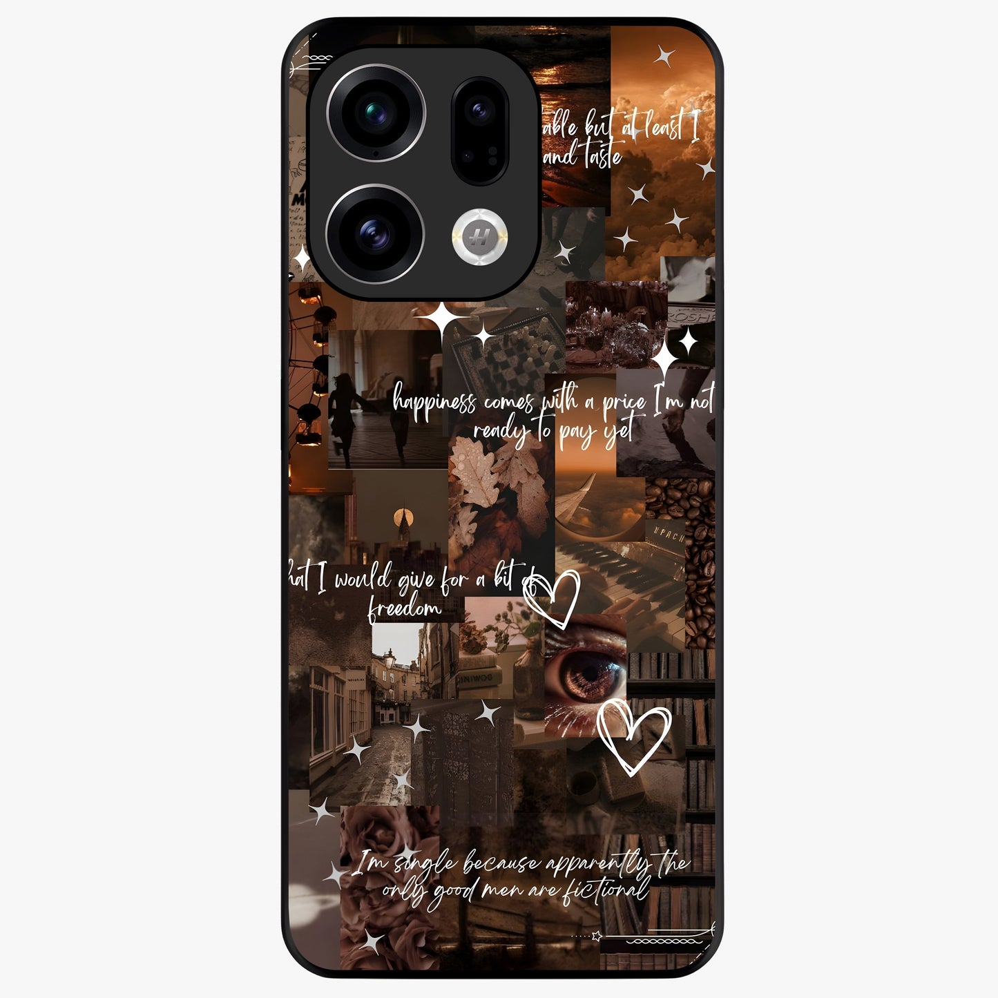 Bittersweet Aesthetic Chaos Glass Case showing flat back view with artistic chaotic aesthetic design and glossy glass finish.