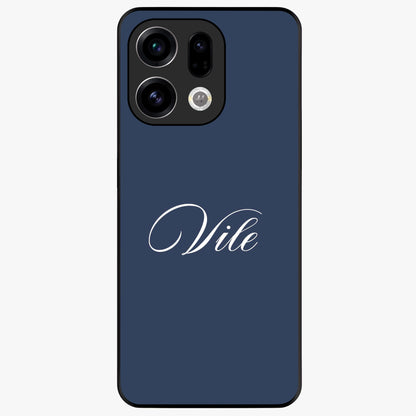 Blue Background Personalized Custom Name Glass Case showing flat back view with minimal blue background and custom name design.