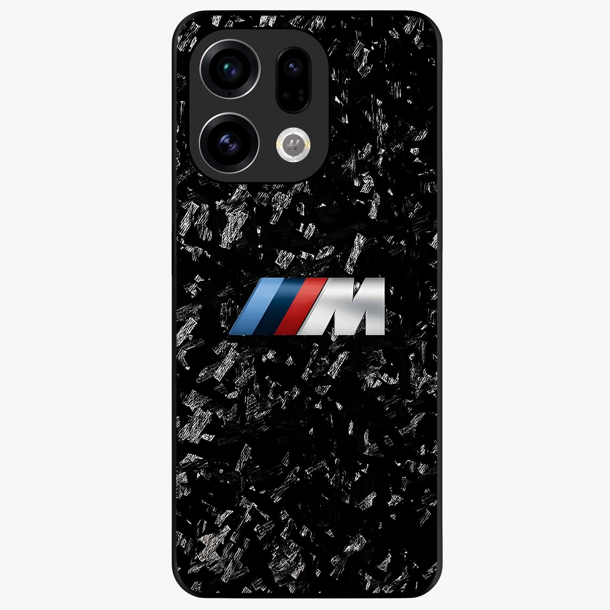 Carbon Speed Mark Glass Case showing flat back view with sporty carbon pattern artwork and glossy glass finish.