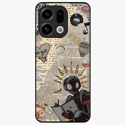 City Dream Sketch Glass Case showing flat back view with artistic city skyline sketch artwork and glossy glass finish.