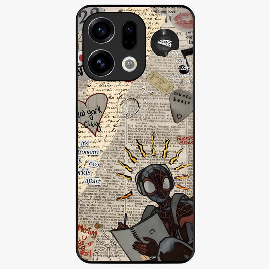 City Dream Sketch Glass Case showing flat back view with artistic city skyline sketch artwork and glossy glass finish.