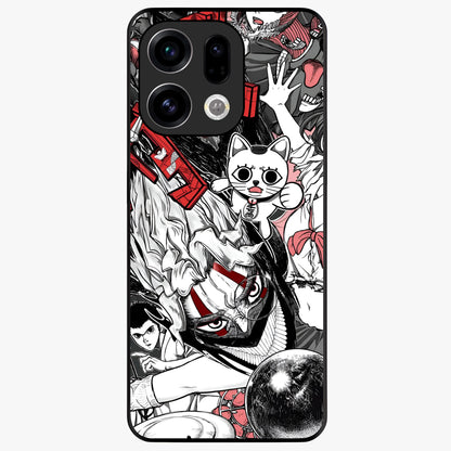 Crimson Chaos Panel Glass Case showing flat back view with bold crimson abstract artwork and glossy glass finish.