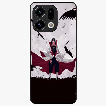 Crimson Crow Ascension Glass Case showing flat back view with mystical crow artwork and glossy glass finish.