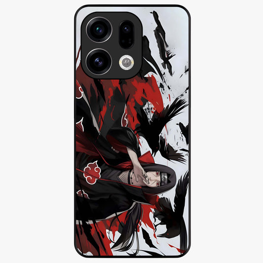 Crimson Crow Illusion Glass Case showing flat back view with artistic crow illusion artwork and glossy glass finish.