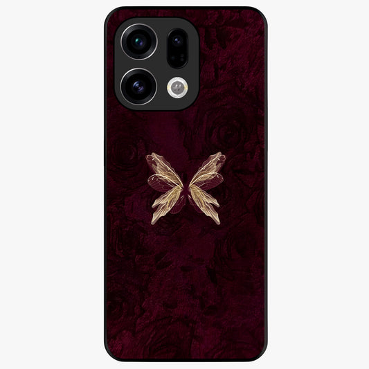 Crimson Fade Butterfly Glass Case showing flat back view with fading butterfly artwork and glossy glass finish.