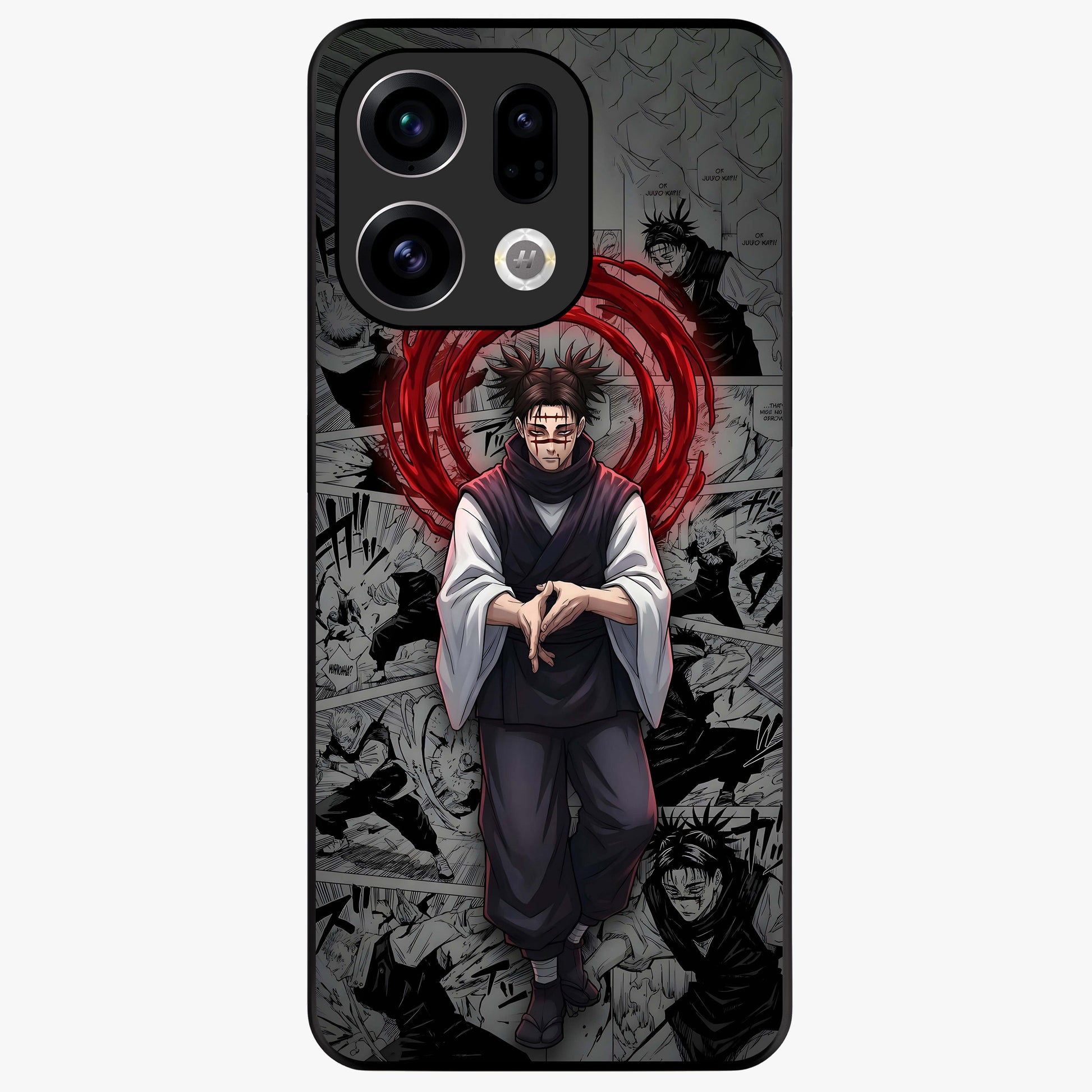 Cursed Ritual Ascension Glass Case showing flat back view with dark ritual themed artwork and glossy glass finish.