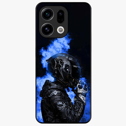 Cyber Sentinel Protocol Glass Case showing flat back view with futuristic cyber themed artwork and glossy glass finish.