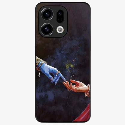 Divine Touch Eternal Glass Case showing flat back view with spiritual themed artwork and glossy glass finish.