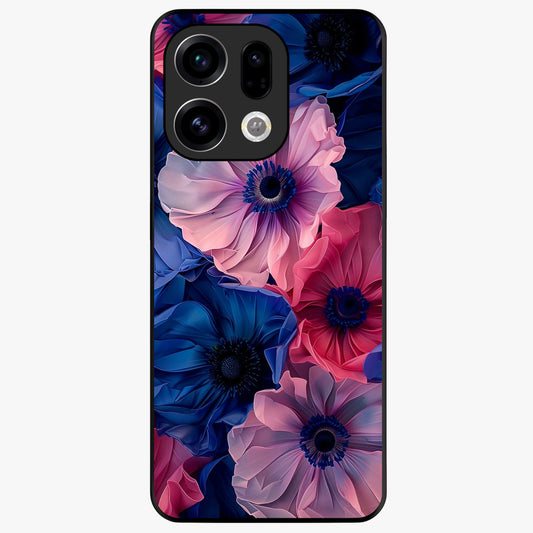 Flower Paper Art Pattern Glass Case showing flat back view with paper cut style floral artwork and glossy glass finish.