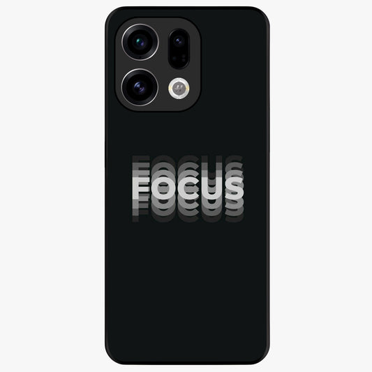 Focus Mode On Glass Case showing flat back view with bold motivational typography design and glossy glass finish.