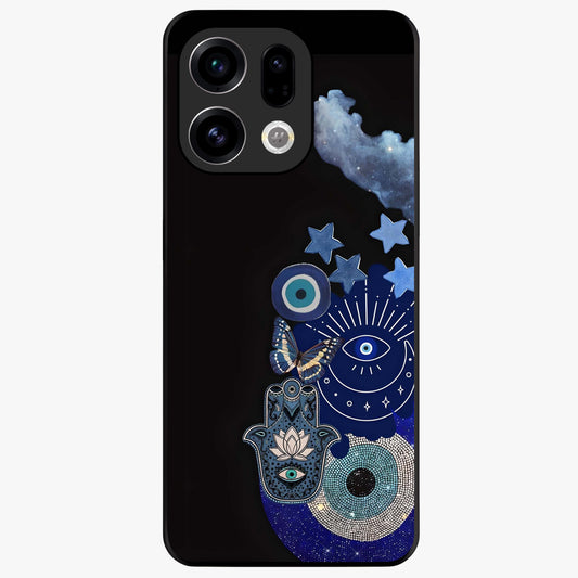 Galactic Charm Cluster Glass Case showing flat back view with glowing celestial charm artwork and glossy glass finish.