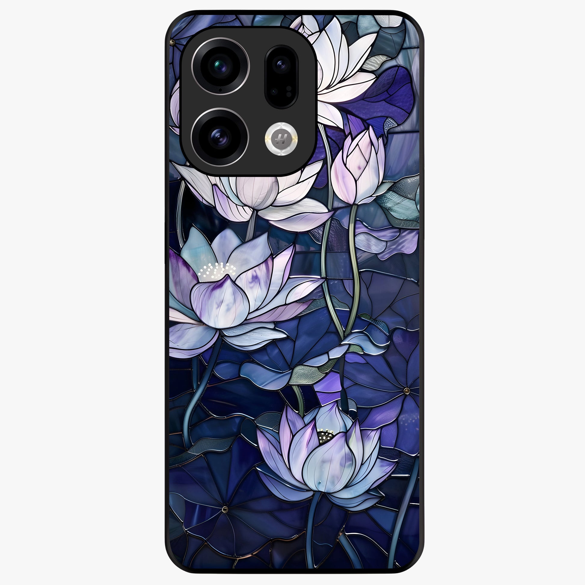 Gloss Petal Rush Glass Case showing flat back view with glossy flower petal artwork and smooth glass finish.