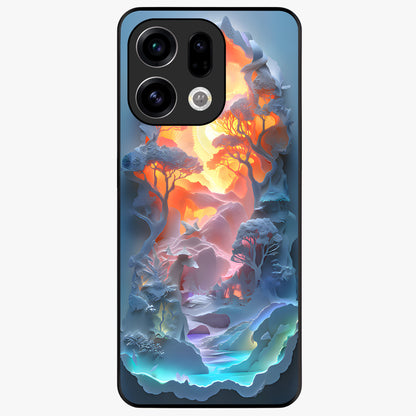 Glow Forest Portal Glass Case showing flat back view with glowing forest portal artwork and glossy glass finish.