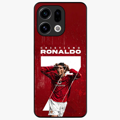 Goal Celebration Legacy Glass Case showing flat back view with football celebration inspired artwork and glossy glass finish.