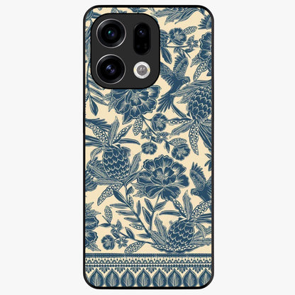 Heirloom Wild Bloom Glass Case showing flat back view with vintage inspired wild flower artwork and glossy glass finish.