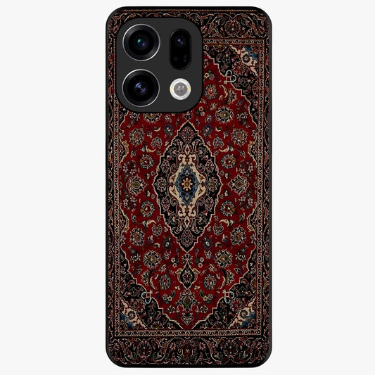 Heritage Carpet Royale Glass Case showing flat back view with ornate Persian carpet inspired pattern and glossy glass finish.
