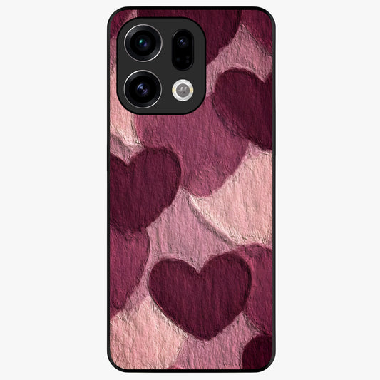 Layered Paper Hearts Glass Case showing flat back view with layered paper heart artwork and glossy glass finish.