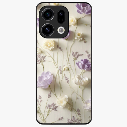 Lilac Breeze Harmony Glass Case showing flat back view with soft lilac themed artwork and glossy glass finish.