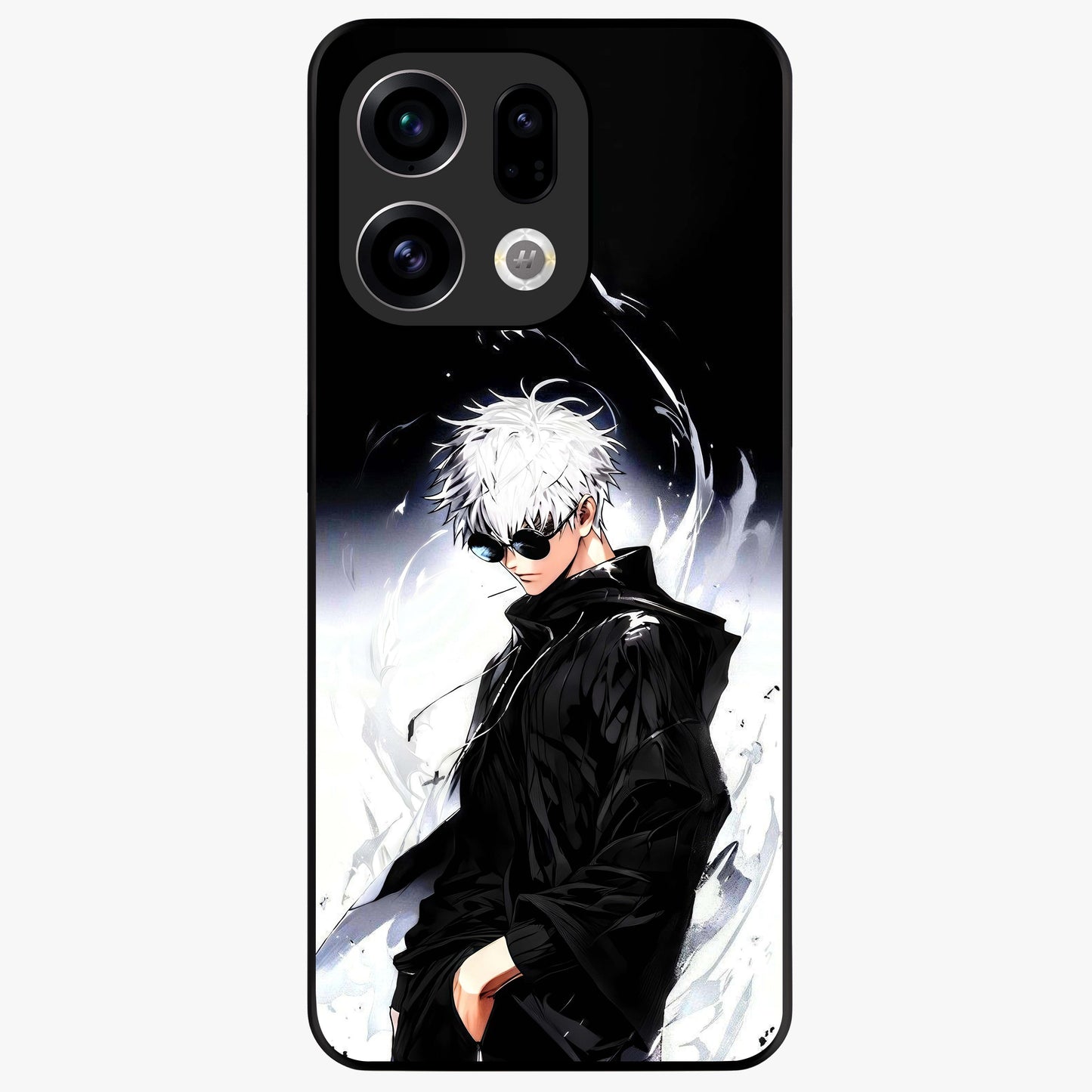 Limitless Shadow King Glass Case showing flat back view with powerful shadow warrior artwork and glossy glass finish.