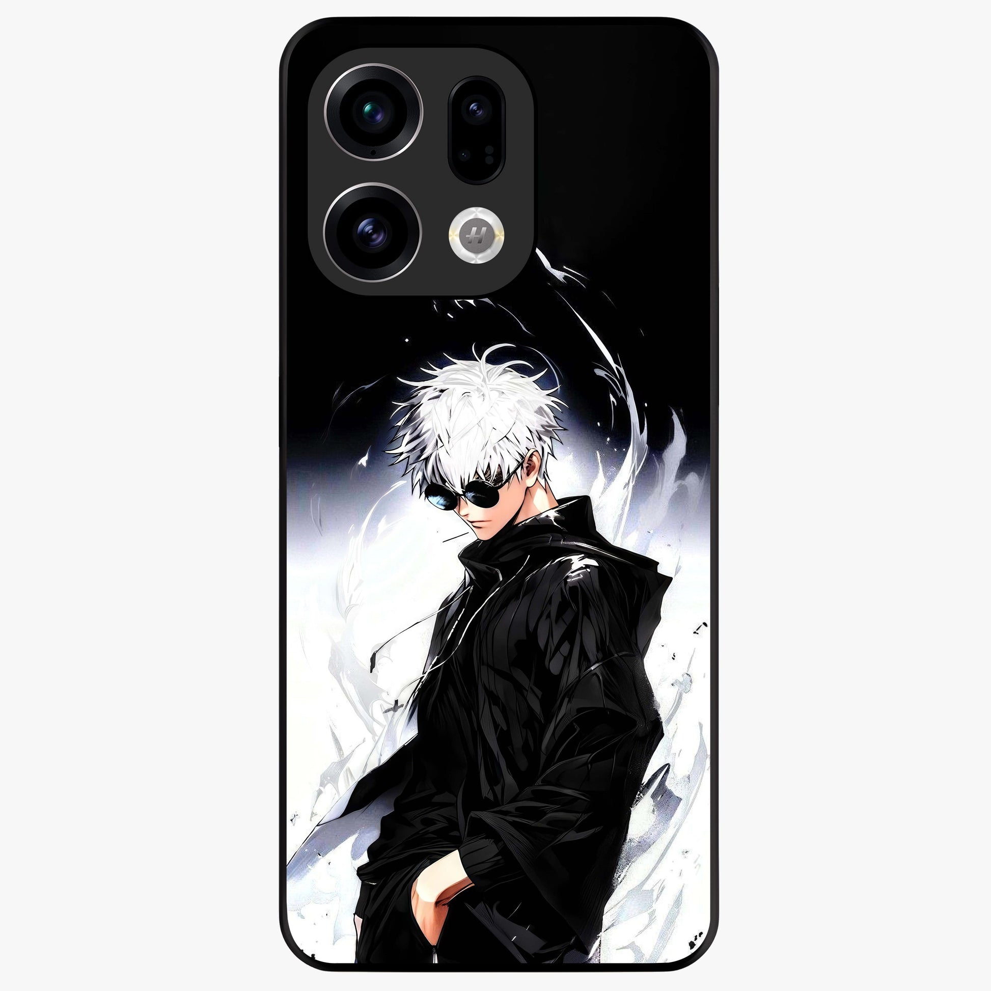 Limitless Shadow King Glass Case showing flat back view with powerful shadow warrior artwork and glossy glass finish.