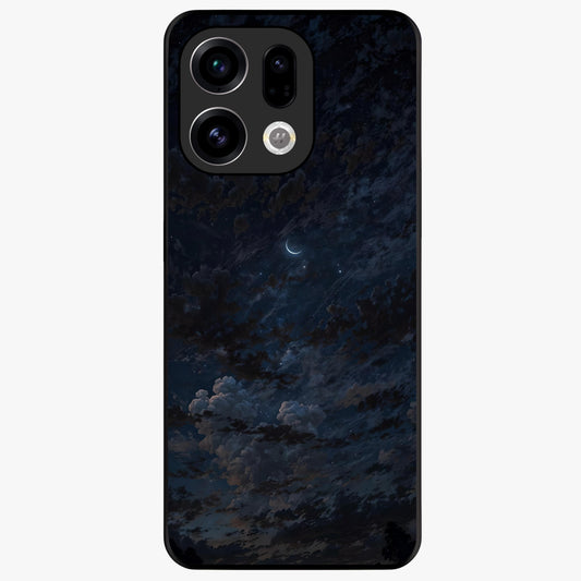 Lunar Veil Silence Glass Case showing flat back view with mystical moon veil artwork and glossy glass finish.