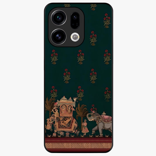 Macmerise Glass Case showing flat back view with stylish modern artwork and glossy glass finish.