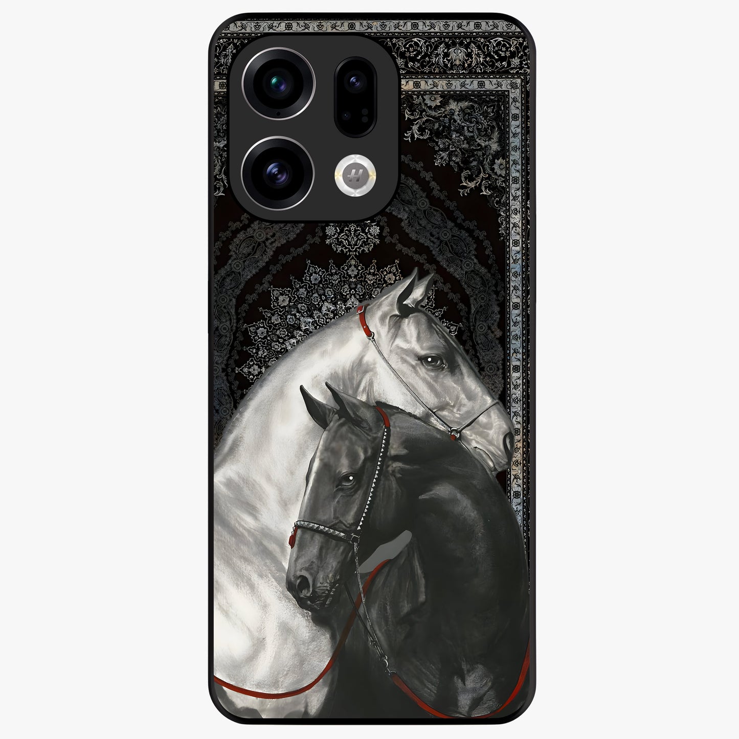 Majestic Ride Legacy Glass Case showing flat back view with powerful automotive inspired artwork and glossy glass finish.