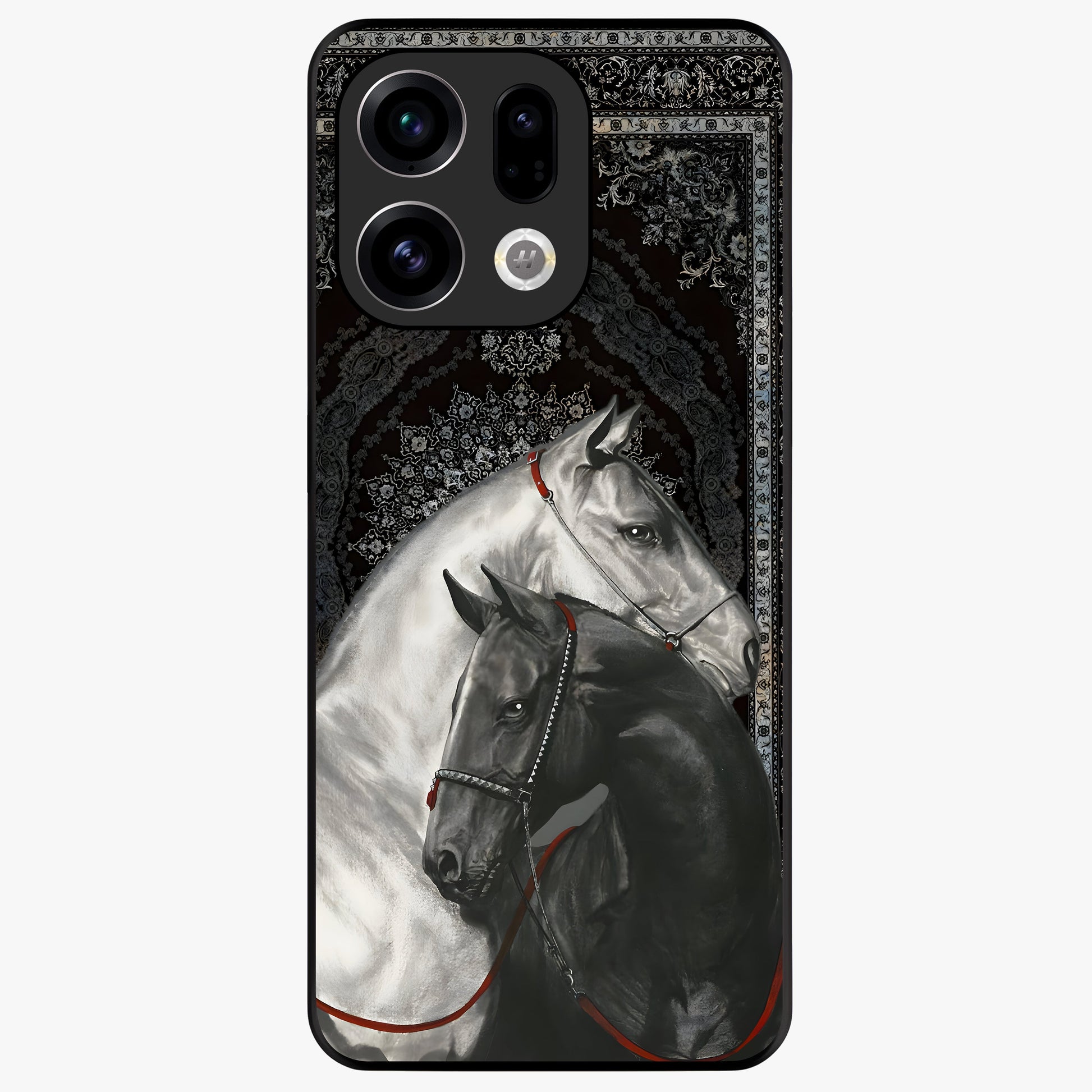 Majestic Ride Legacy Glass Case showing flat back view with powerful automotive inspired artwork and glossy glass finish.