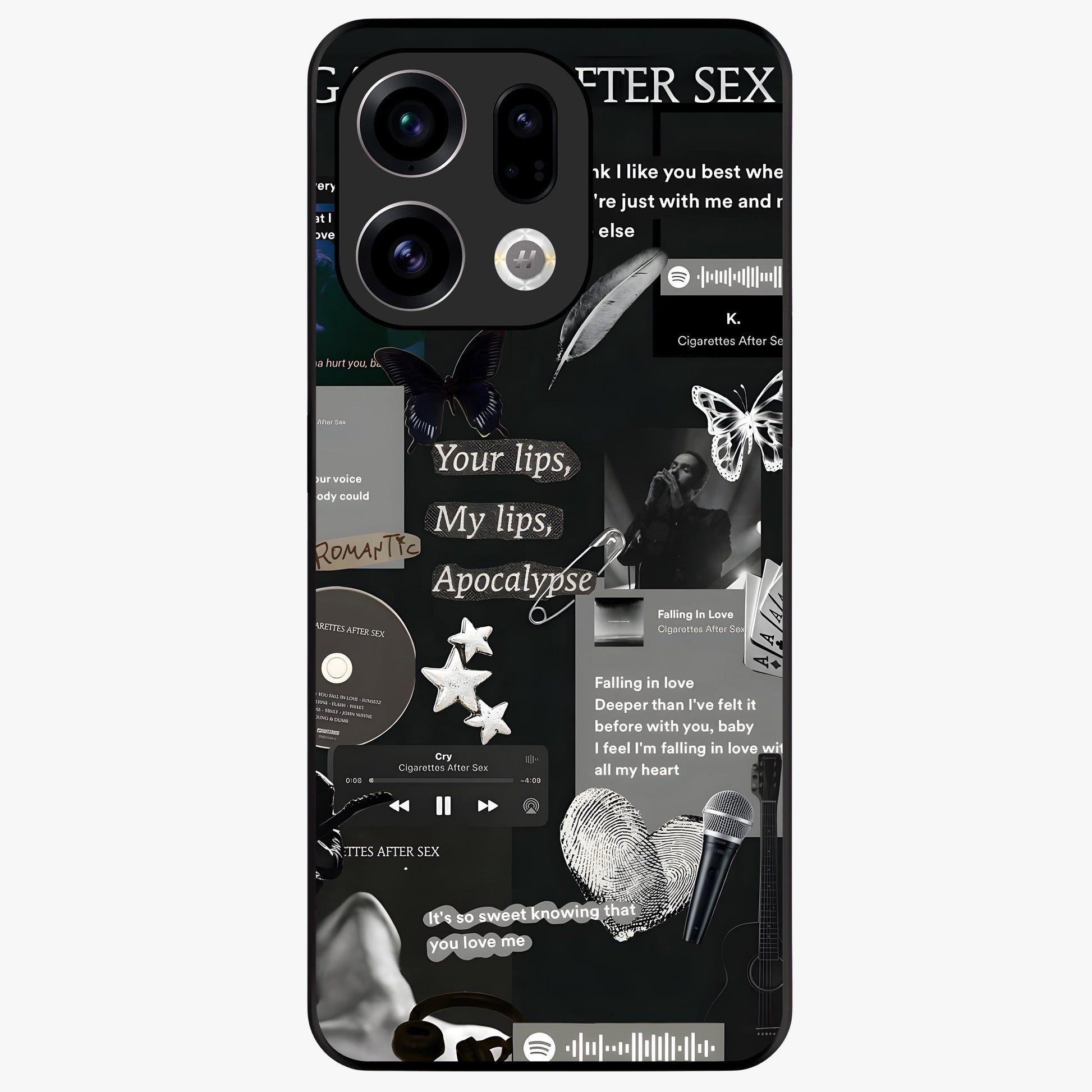 Midnight Love Echo Glass Case showing flat back view with romantic midnight themed artwork and glossy glass finish.
