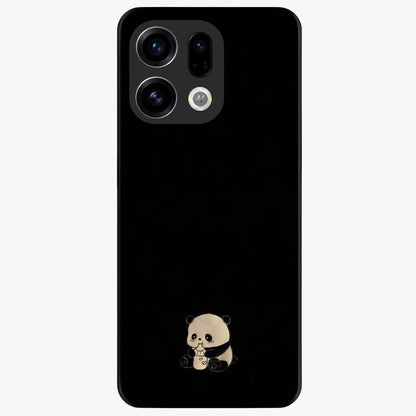 Midnight Panda Love Glass Case showing flat back view with cute panda themed artwork and glossy glass finish.