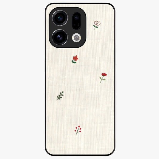 Minimal Petal Whispers Glass Case showing flat back view with soft minimal floral artwork and glossy glass finish.