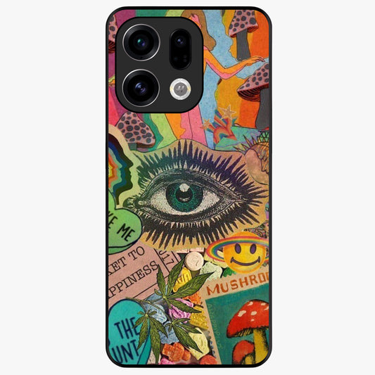 Mystic Eye Wonderland Glass Case showing flat back view with mystical eye themed artwork and glossy glass finish.