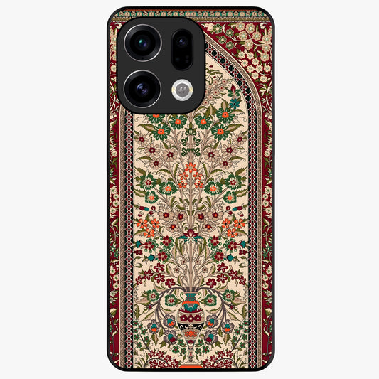 Persian Inspired Glass Case showing flat back view with ornate Persian style pattern artwork and glossy glass finish.