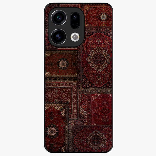 Persian Velvet Tale Glass Case showing flat back view with luxurious Persian velvet pattern artwork and glossy glass finish.