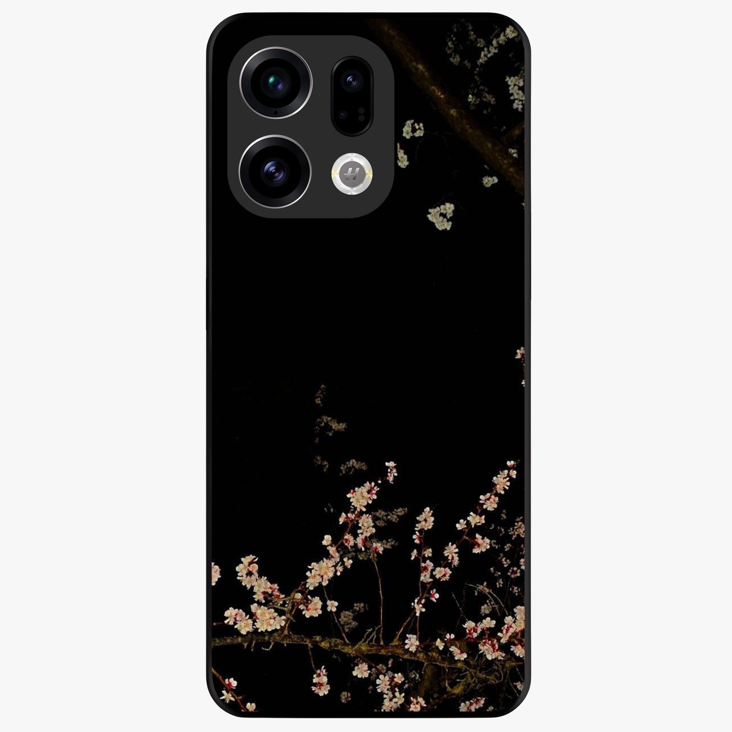 Petal Moon Light With Custom Name Glass Case showing flat back view with floral moonlight artwork and personalized name design.