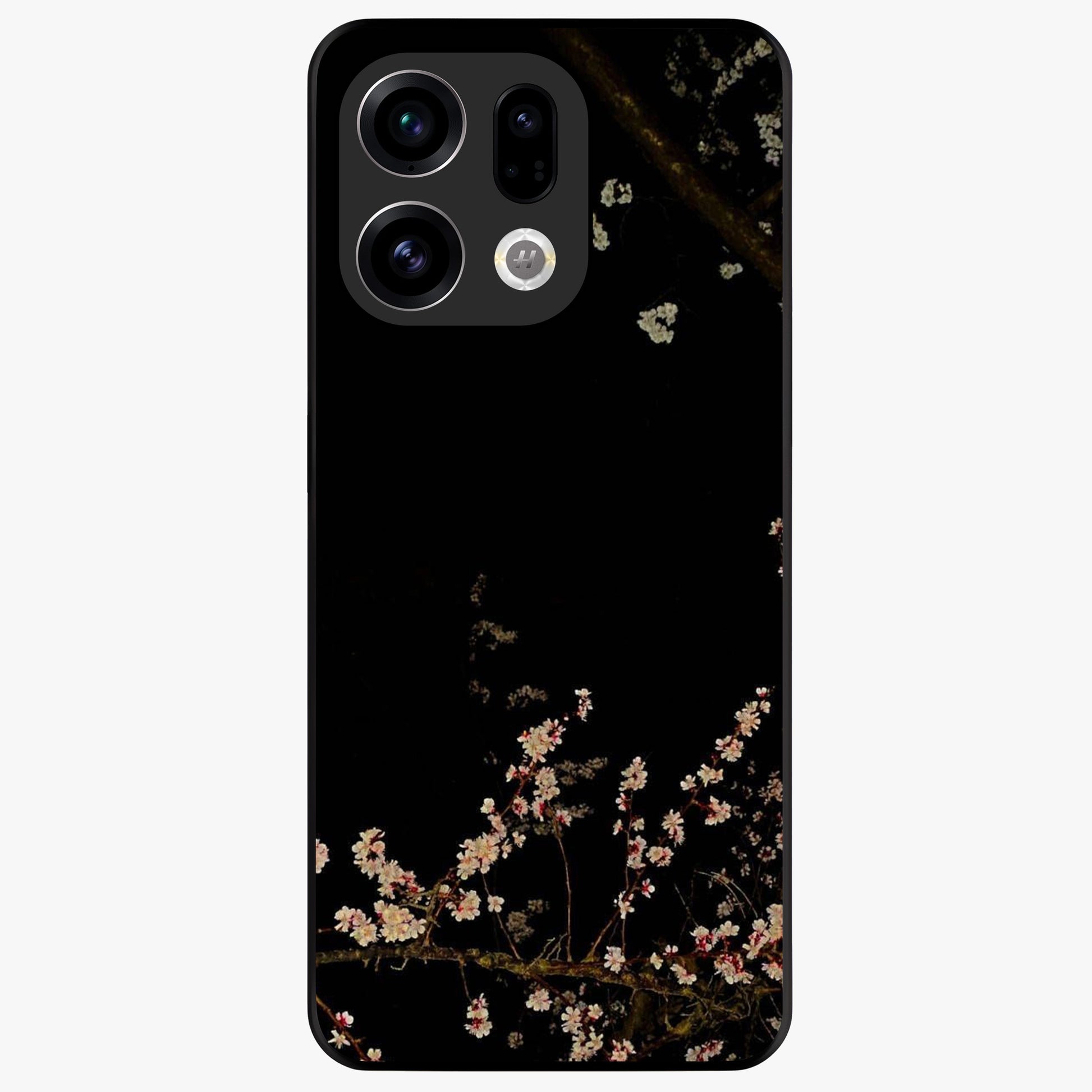 Petal Moon Light With Custom Name Glass Case showing flat back view with floral moonlight artwork and personalized name design.