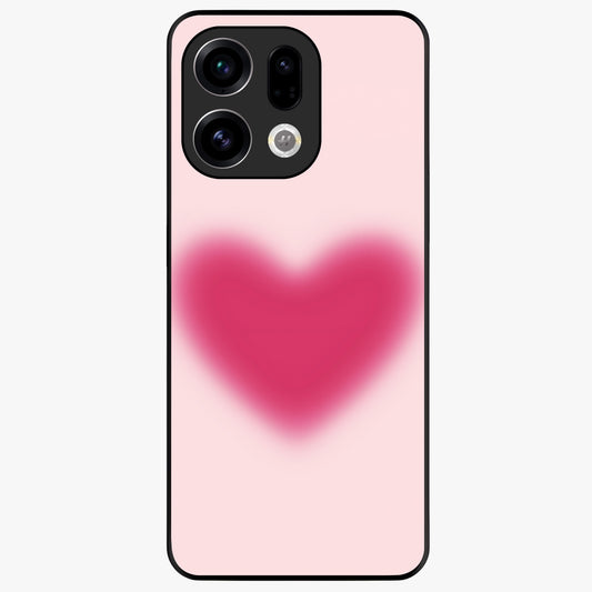 Pink Aura Heart Glass Case showing flat back view with glowing heart artwork and glossy glass finish.