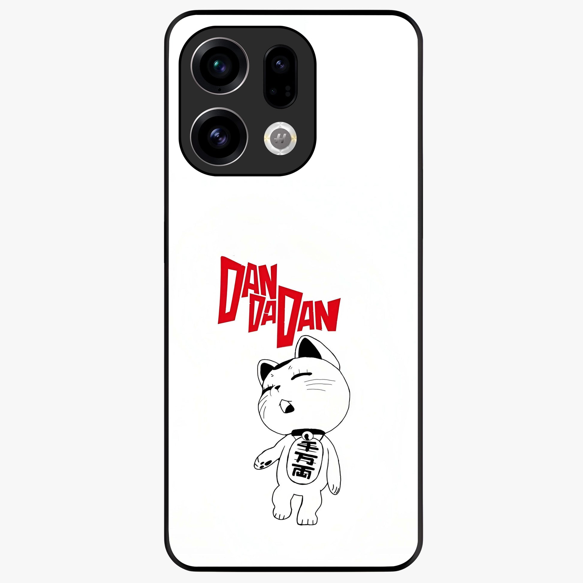 Playful Spirit Charm Glass Case showing flat back view with cheerful charm themed artwork and glossy glass finish.