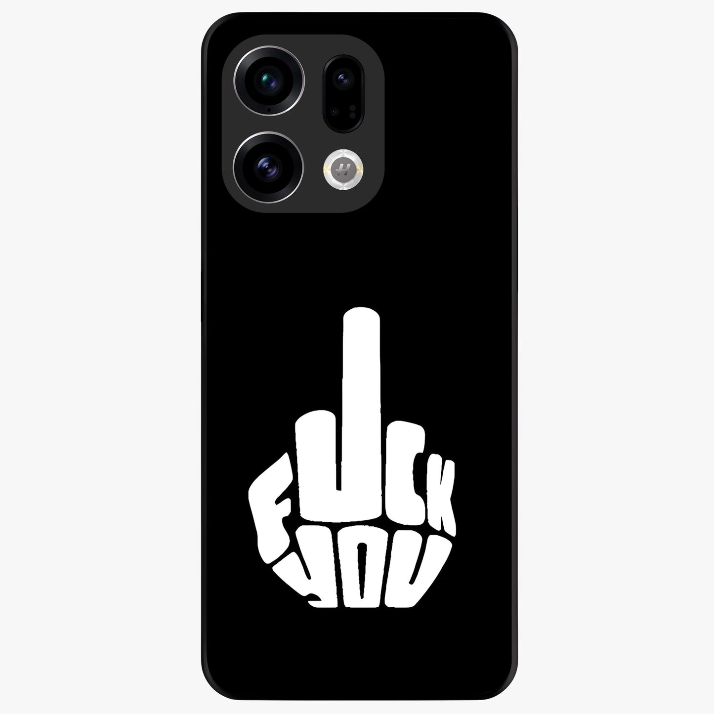 Rebel Mode On Glass Case showing flat back view with bold rebellious typography artwork and glossy glass finish.