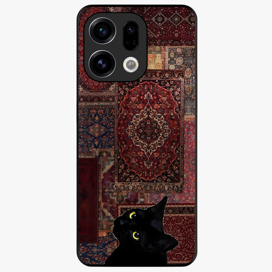 Regal Magic Cat Apple Glass Case showing flat back view with magical cat artwork holding apple and glossy glass finish.